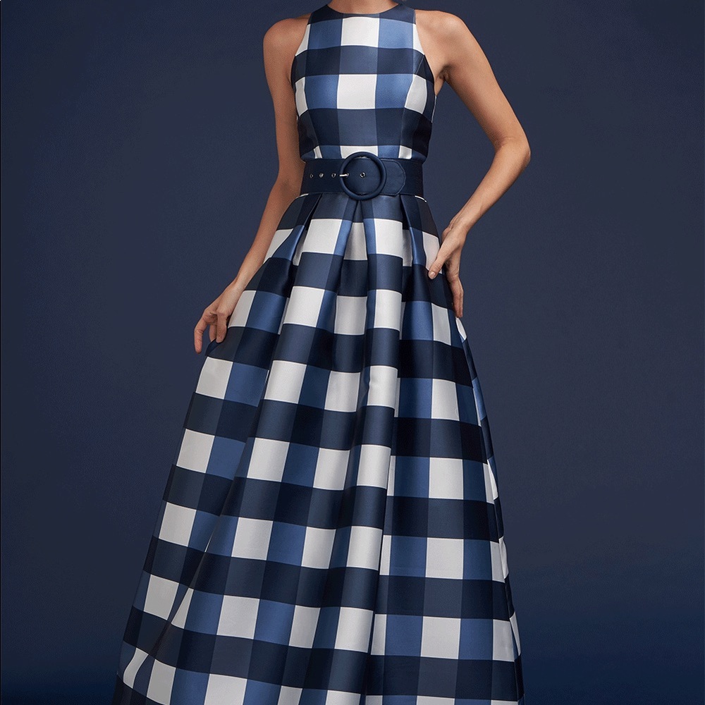 ISO NOT FOR SELL Kay Unger Gingham Jaqueline Dress